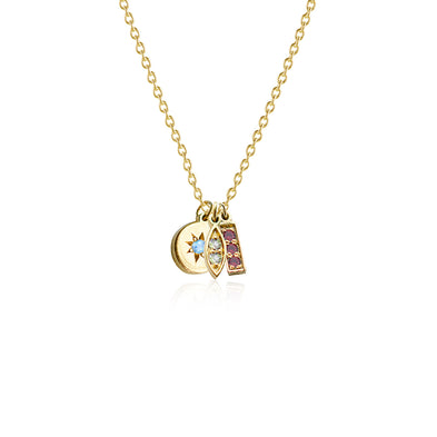 9ct Gold Confetti Cluster Birthstone Charm Necklace