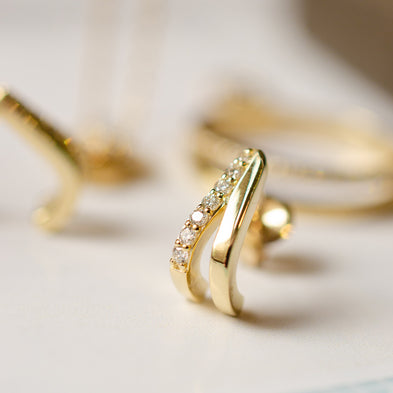 Gold Dust 9ct Double Row Diamond Earrings