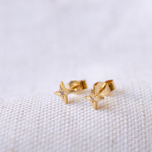 Birthstone Stellar Star Earrings Buff Jewellery