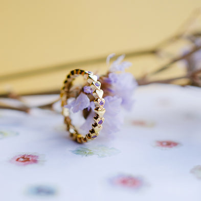 Gold Birthstone Always Forever Heart Eternity Ring