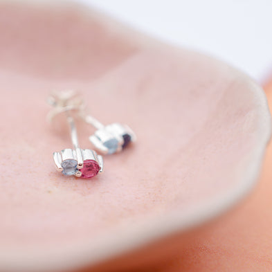 Duo Confetti Birthstone Stud Earrings