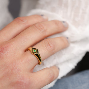 Buff Jewellery personalised birthstone signet ring