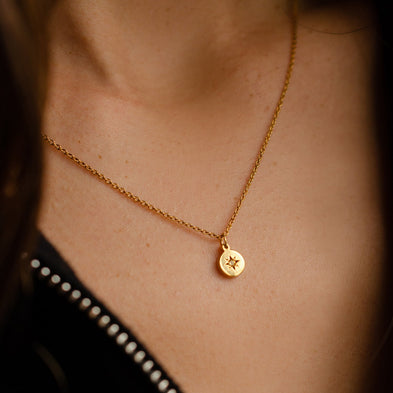 9ct Gold Circle Confetti Birthstone Necklace