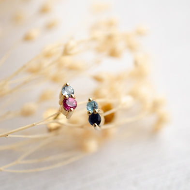Duo Confetti Birthstone Stud Earrings