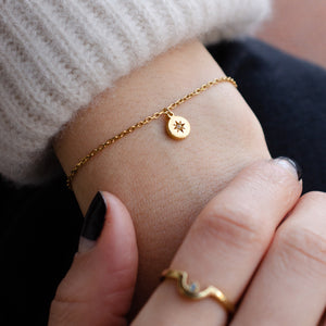 Buff Jewellery simple circle disc birthstone charm bracelet
