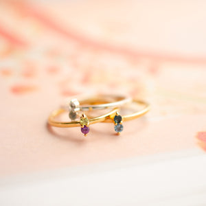 Buff jewellery customised birthstone stacking rings gold