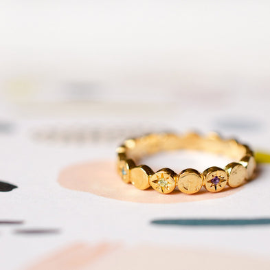 Birthstone Moon Dance Circle Eternity Ring