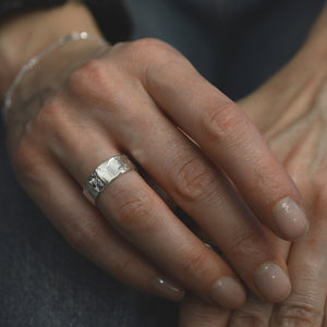 Buff jewellery silver textured stacking ring