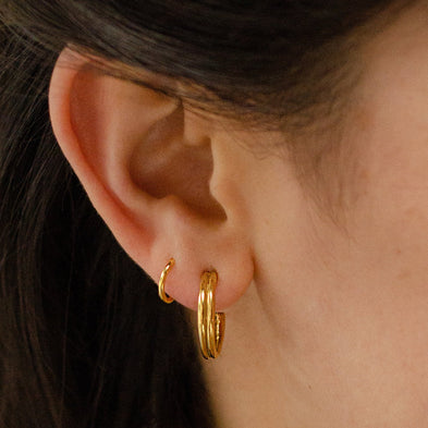Double Row Circle Of Life Hoop Earrings