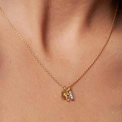 Confetti Cluster Birthstone Charm Necklace